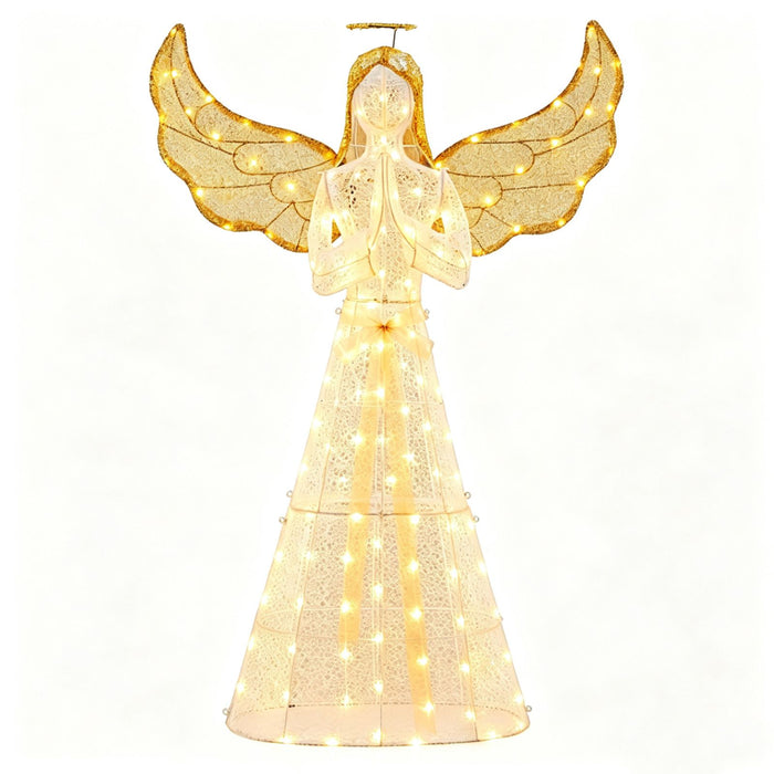 155cm Christmas Pre-Lit Angel with Halo Wings and 150 LED Lights
