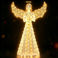 155cm Christmas Pre-Lit Angel with Halo Wings and 150 LED Lights