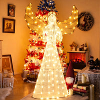 155cm Christmas Pre-Lit Angel with Halo Wings and 150 LED Lights