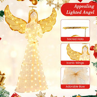 155cm Christmas Pre-Lit Angel with Halo Wings and 150 LED Lights