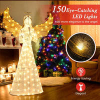155cm Christmas Pre-Lit Angel with Halo Wings and 150 LED Lights