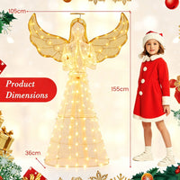 155cm Christmas Pre-Lit Angel with Halo Wings and 150 LED Lights
