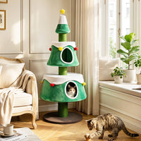 156cm Cat Christmas Tree for Indoor Kittens Tall Cat Tower with 2 Large Condos