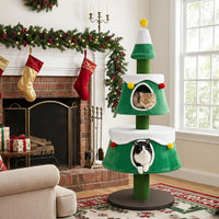156cm Cat Christmas Tree for Indoor Kittens Tall Cat Tower with 2 Large Condos