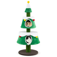 156cm Cat Christmas Tree for Indoor Kittens Tall Cat Tower with 2 Large Condos