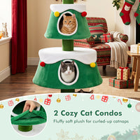 156cm Cat Christmas Tree for Indoor Kittens Tall Cat Tower with 2 Large Condos