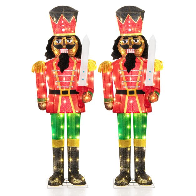 157CM Lighted Christmas Nutcracker with Glitter Sword and 100 LED Lights