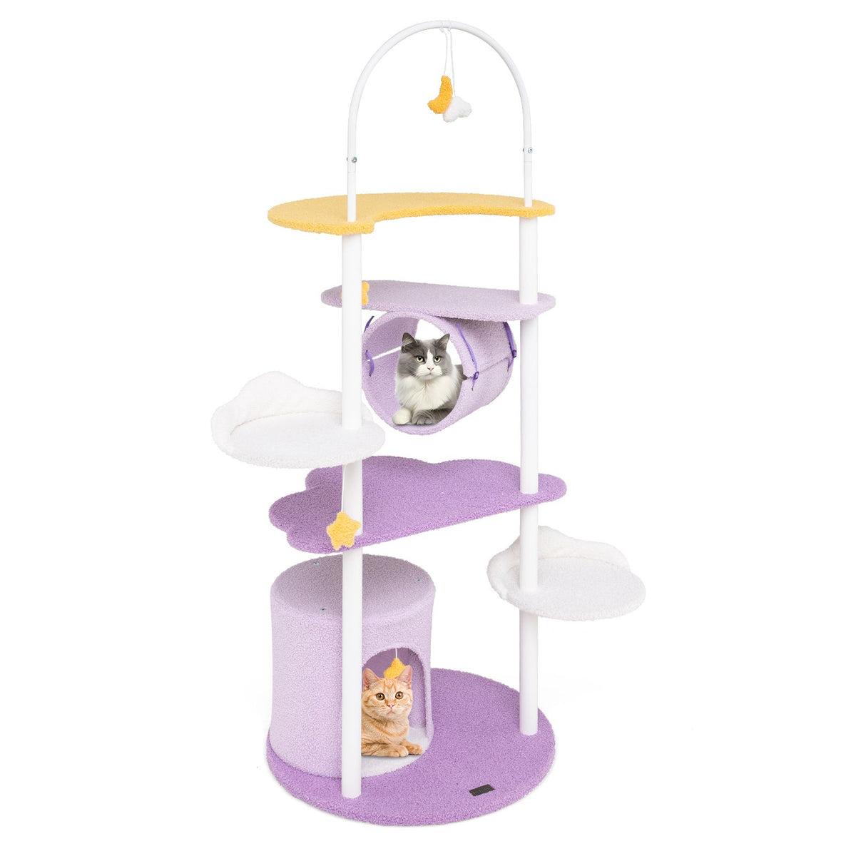 158 CM Multi-level Cat Tree Sky-Theme Cat Tower with Moon Shaped Top Perch