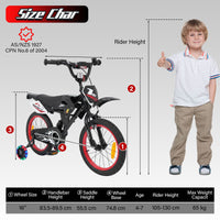 16 Inch Kids Bike Motocross Style with Sound Effects and Light-up Training Wheels