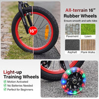16 Inch Kids Bike Motocross Style with Sound Effects and Light-up Training Wheels