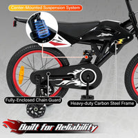 16 Inch Kids Bike Motocross Style with Sound Effects and Light-up Training Wheels