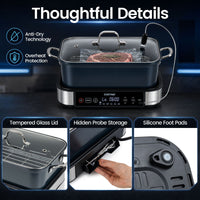 1600W 6-in-1 Programmable Slow Cooker with Sear Saute and Adjustable Timer amp