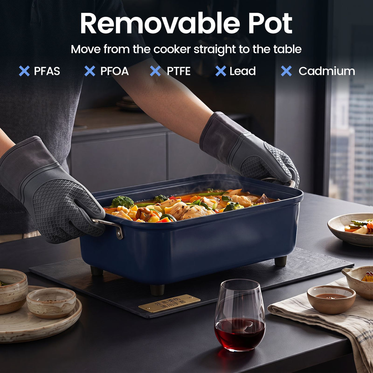 1600W 6-in-1 Programmable Slow Cooker with Sear Saute and Adjustable Timer amp