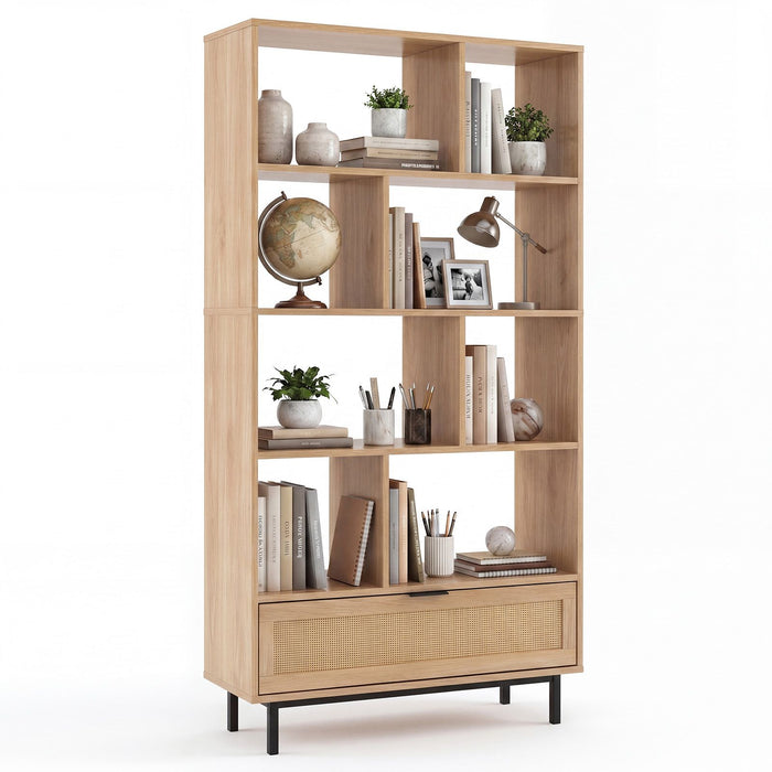 162cm Tall Wooden Bookcase 6-Tier Bookshelf with 8 Open Cubes