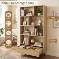 162cm Tall Wooden Bookcase 6-Tier Bookshelf with 8 Open Cubes