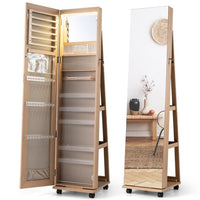 Giantex 164cm Mobile Jewelry Cabinet Armoire, Standing Lockable Jewelry Organizer