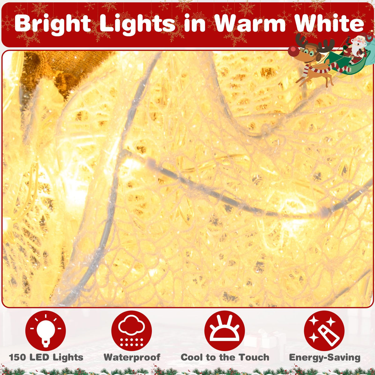 3D Lighted Angel Christmas Decoration, 165cm Halo Angel