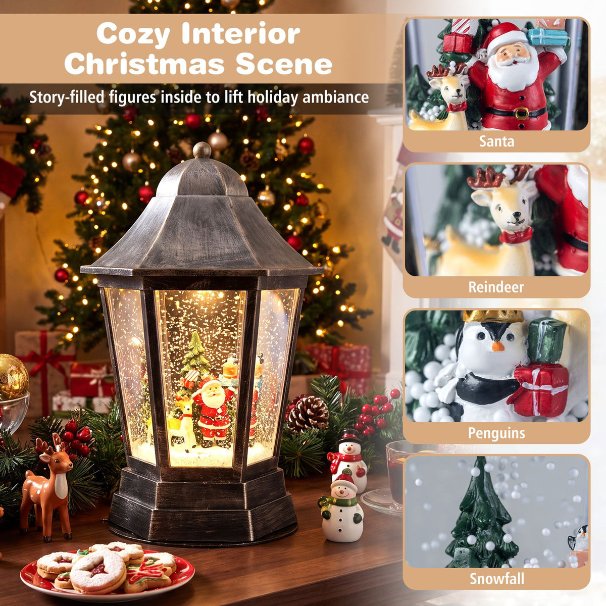 165cm Christmas Decoration with Dynamic Snowfall Effect