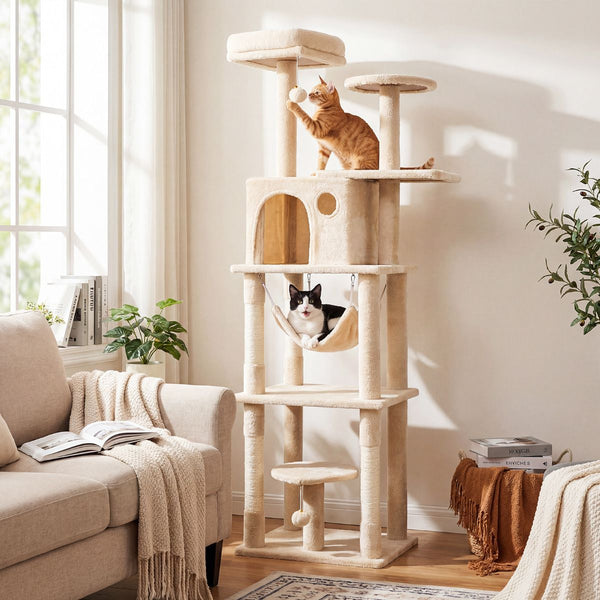 168 cm Tall Multi-Level Cat Tower with 2 Perches
