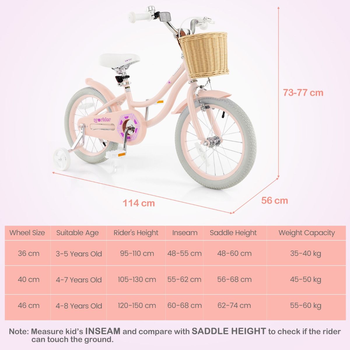 Kids Bike with Training Wheels and Adjustable Handlebar