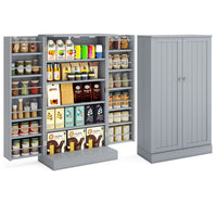 Giantex 2-Door Pantry Cabinet w/ 6 Adjustable Shelves, 17-Tier Buffet Sideboard, Kitchen Storage Cabinet