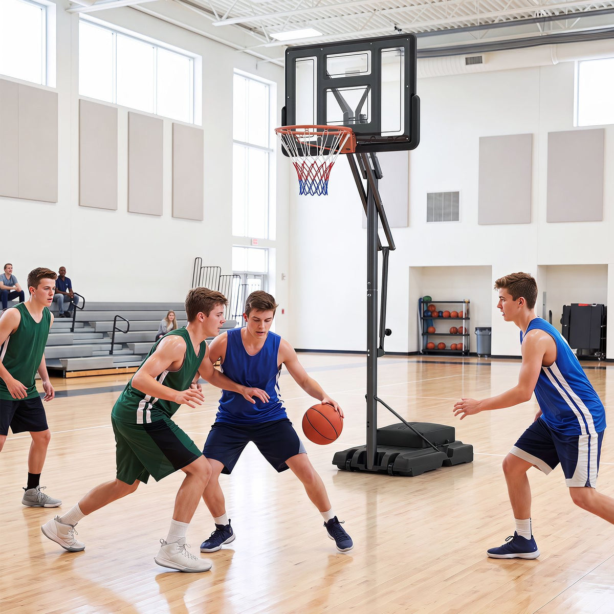 170-305 cm Outdoor Portable Basketball Hoop with Sandbag and 2 Nets