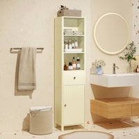 170cm Tall Bathroom Cabinet Narrow Floor Cabinet with Fluted Door
