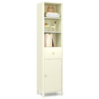 170cm Tall Bathroom Cabinet Narrow Floor Cabinet with Fluted Door