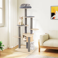 172 CM Cat Tree Multi-level Cat Tower w/Comfy Padded Top Perch & Detachable Mats