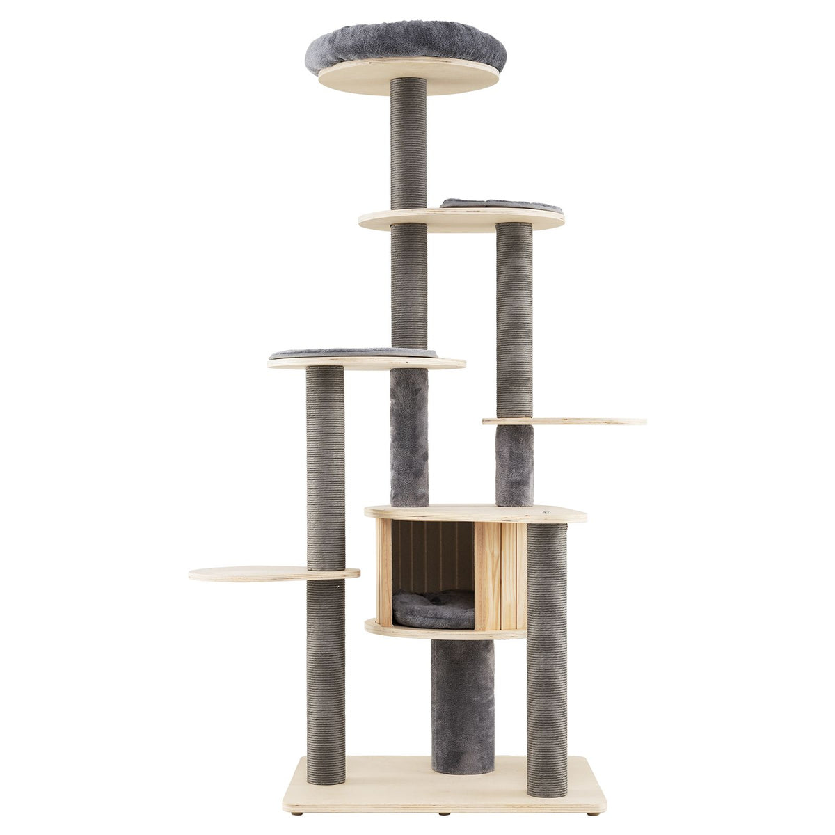 172 CM Cat Tree Multi-level Cat Tower w/Comfy Padded Top Perch & Detachable Mats