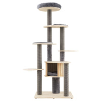 172 CM Cat Tree Multi-level Cat Tower w/Comfy Padded Top Perch & Detachable Mats