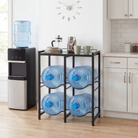 18.9 L Water Jug Holder for 4 Bottles with Top Shelf and Tilting Design for Kitchen