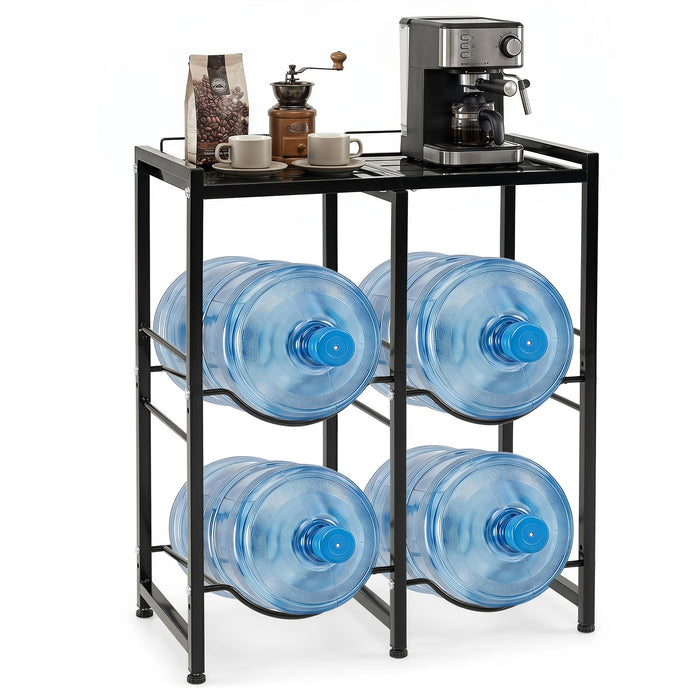 18.9 L Water Jug Holder for 4 Bottles with Top Shelf and Tilting Design for Kitchen