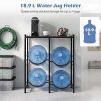 18.9 L Water Jug Holder for 4 Bottles with Top Shelf and Tilting Design for Kitchen