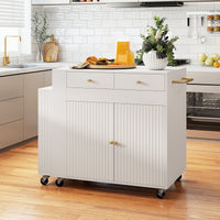 Giantex Kitchen Island w/Extendable Dining Table & Power Outlet