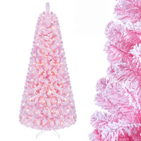 150/180/210cm Flocked Fir Christmas Tree with 432/570/738 Full Branch Tips and Warm White LED Lights