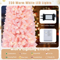1.8/2.1M Pre-Lit Artificial Hinged Christmas Tree with 8 Lighting Modes