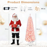 1.8/2.1M Pre-Lit Artificial Hinged Christmas Tree with 8 Lighting Modes