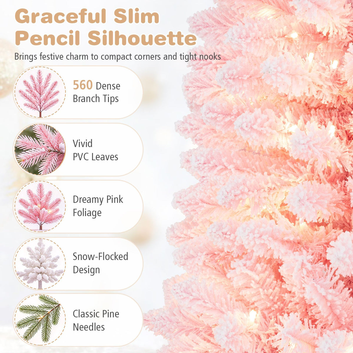 1.8/2.1M Pre-Lit Artificial Hinged Christmas Tree with 8 Lighting Modes