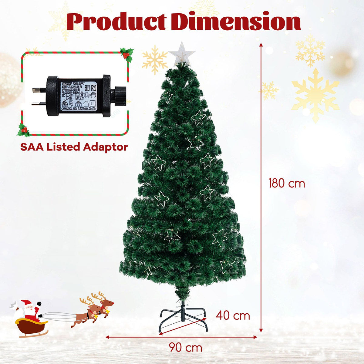 Pre-Lit Artificial 1.5M 1.8M Optical Fiber Christmas Tree with Star String Lights