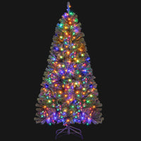 180/210 CM Pre-Lit Artificial Christmas Tree with Multicolored LED Lights and Foldable Metal Stand