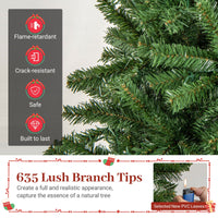 180/210 CM Pre-Lit Artificial Christmas Tree with Multicolored LED Lights and Foldable Metal Stand