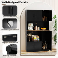 180 cm Tall Pantry Cabinet with Power Outlet and Microwave Stand