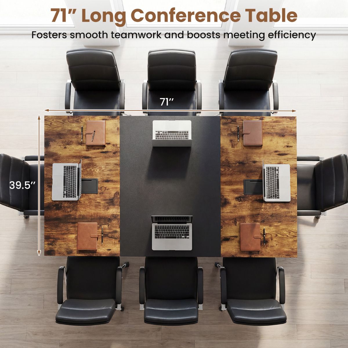 180 CM Conference Table for 6-8 People with 2 Cable Grommets