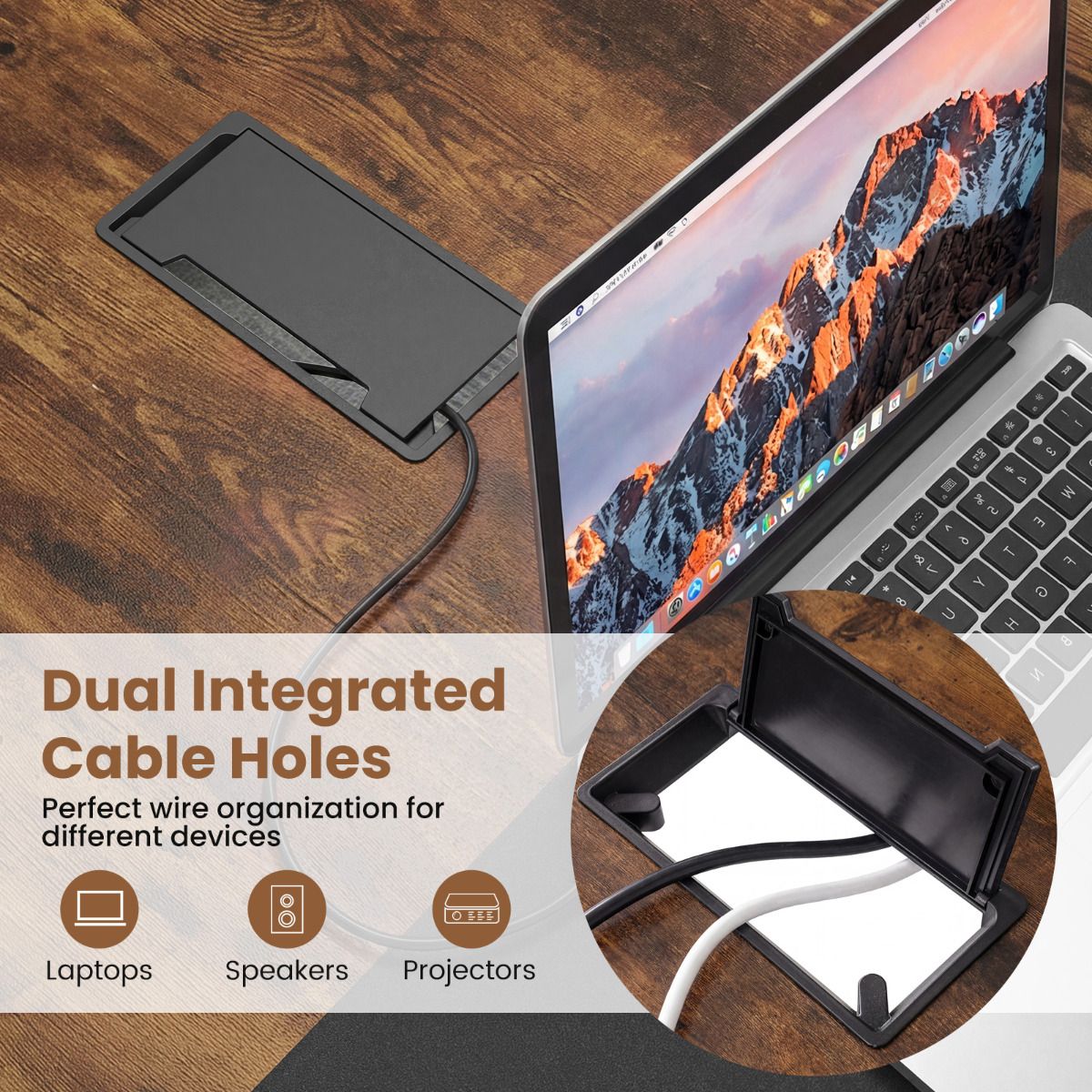 180 CM Conference Table for 6-8 People with 2 Cable Grommets