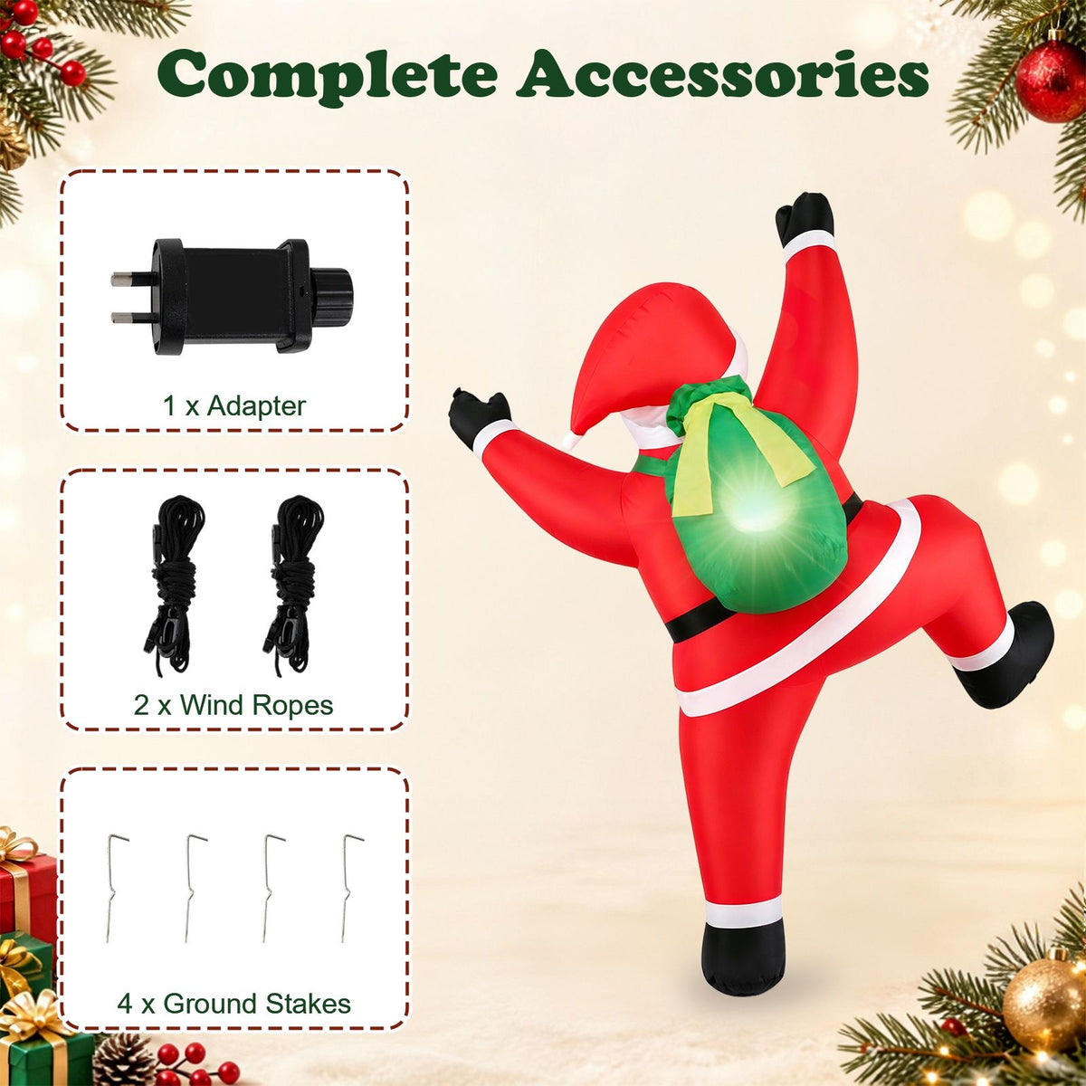 180cm Christmas Inflatable Outdoor Decoration Climbing Santa