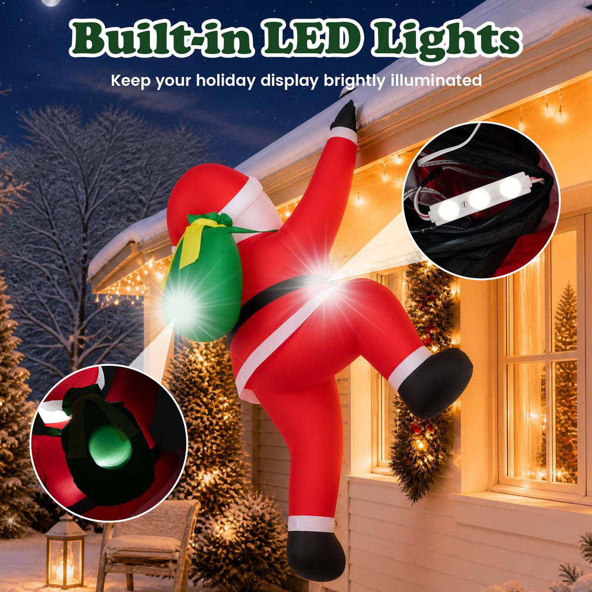 180cm Christmas Inflatable Outdoor Decoration Climbing Santa