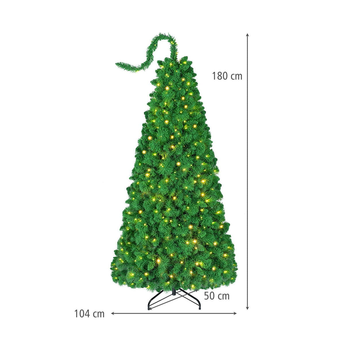 150cm/180cm Flocked Christmas Tree with LED Lights and Pine Needles