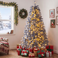 180cm Pre-Lit Christmas Tree with 430 Feather-Inspired Branch Tips and 200 Warm White LED Lights
