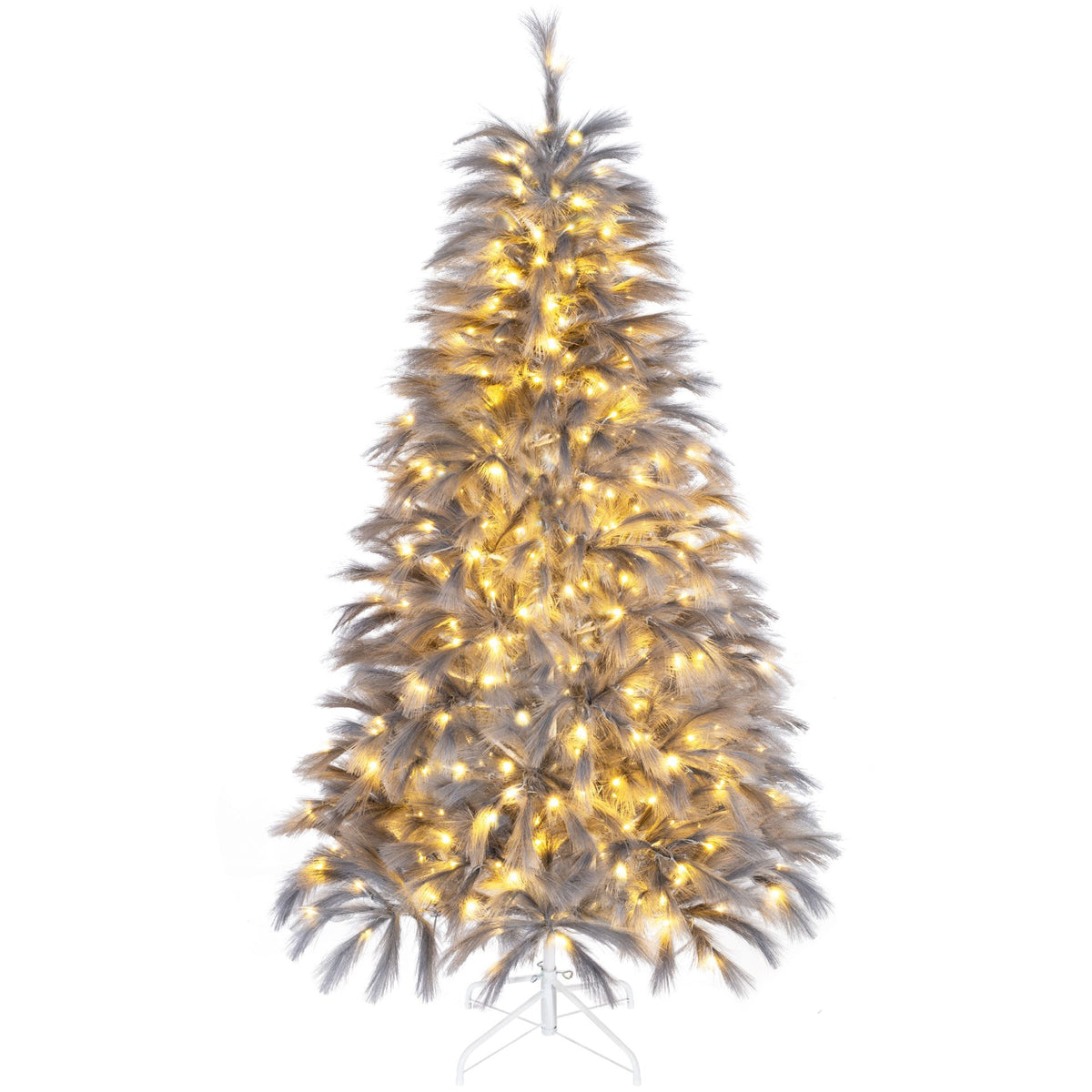 180cm Pre-Lit Christmas Tree with 430 Feather-Inspired Branch Tips and 200 Warm White LED Lights